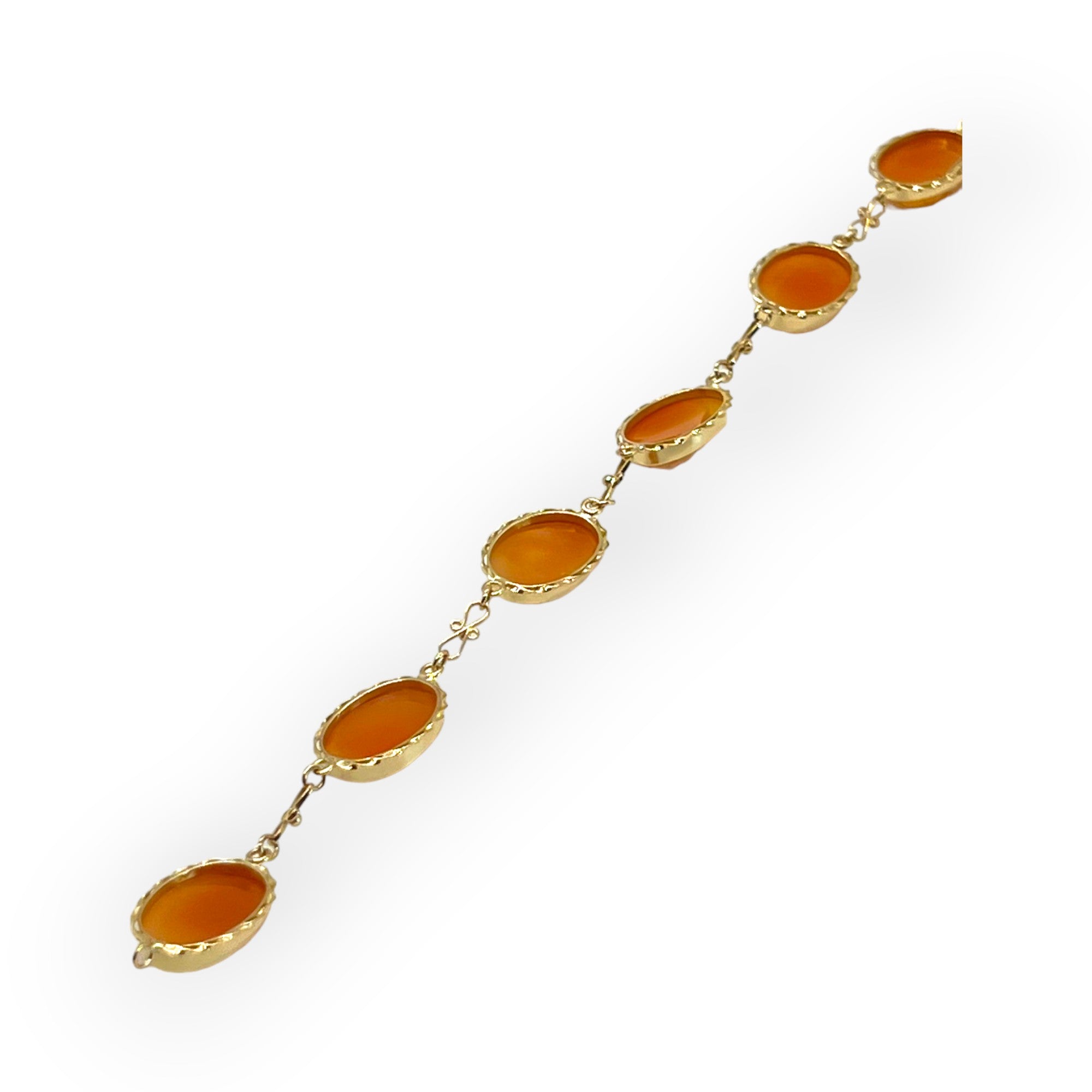 14K Gold Conch Shell Rose Cameo Link bracelet