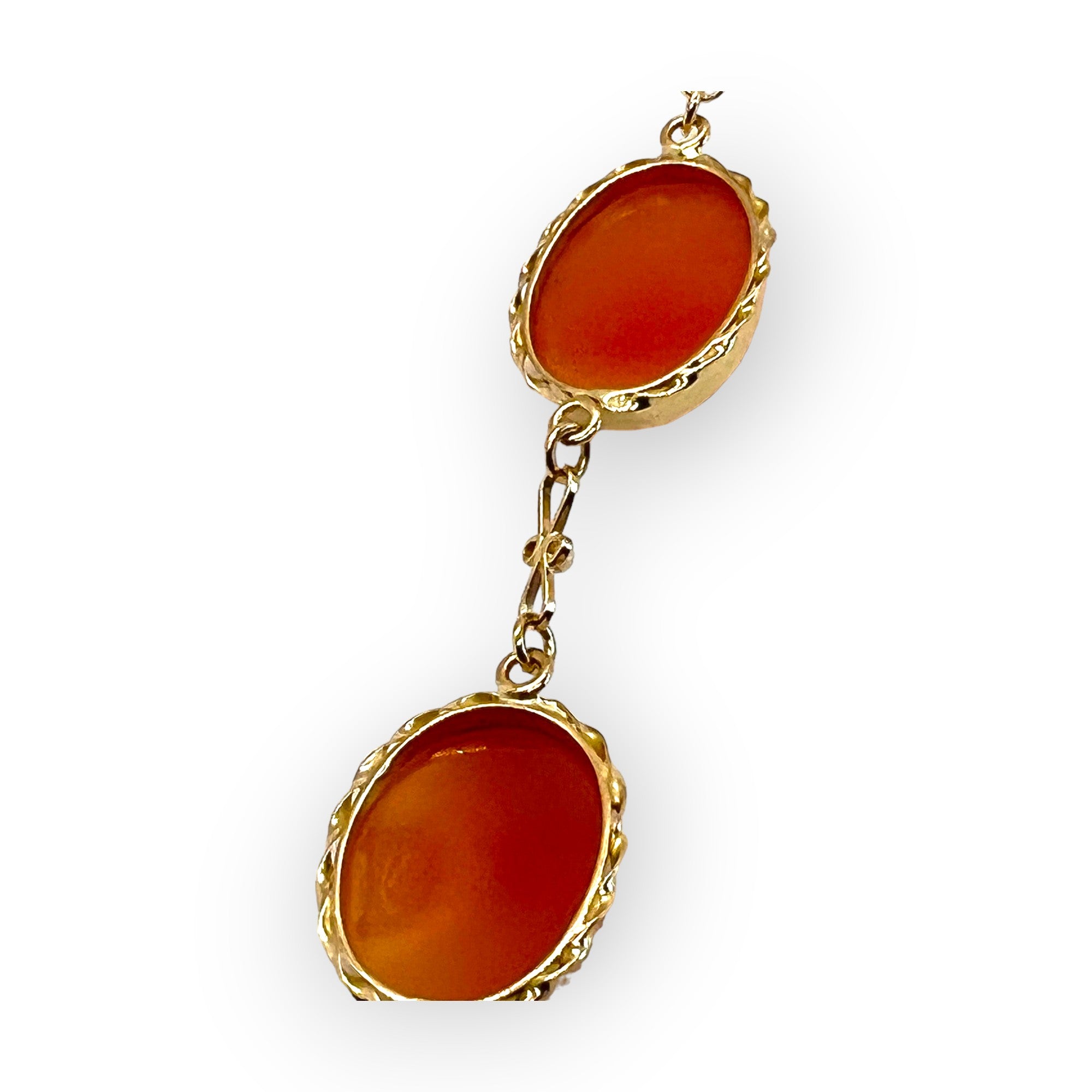 14K Gold Conch Shell Rose Cameo Link bracelet