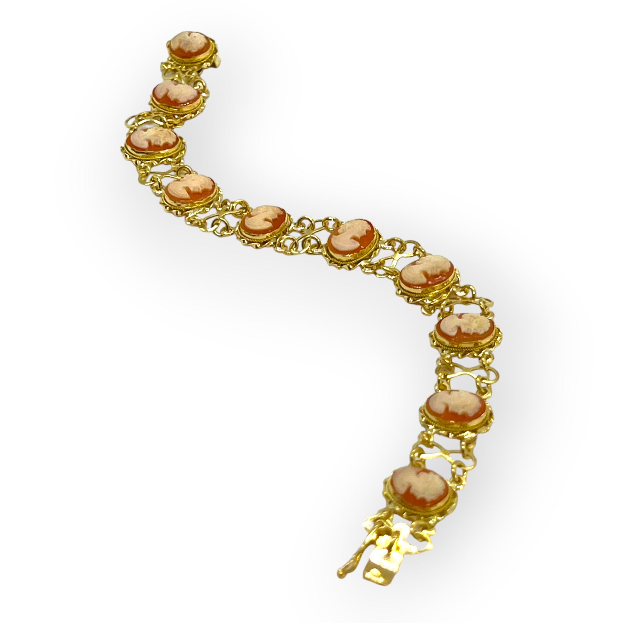 14K Gold Infinity Link Cameo Bracelet