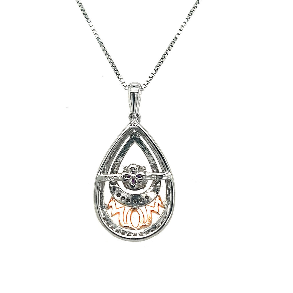 'Rocking Created Amethys' Drop 'MOM' Necklace with Diamond Accent