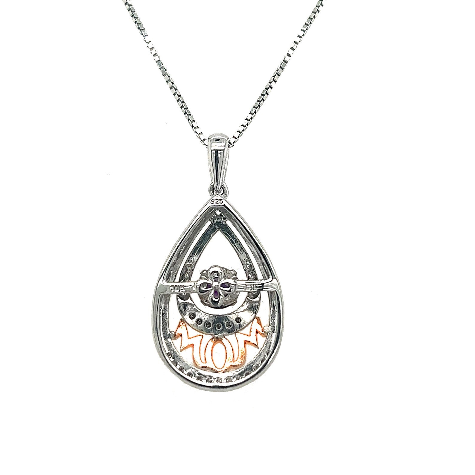 'Rocking Created Amethys' Drop 'MOM' Necklace with Diamond Accent