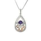 'Rocking Created Amethys' Drop 'MOM' Necklace with Diamond Accent
