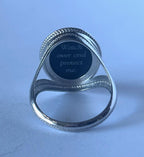 Sterling Silver Diamond Accent "Draped Angel Praying" Blue Agate Cameo Ring