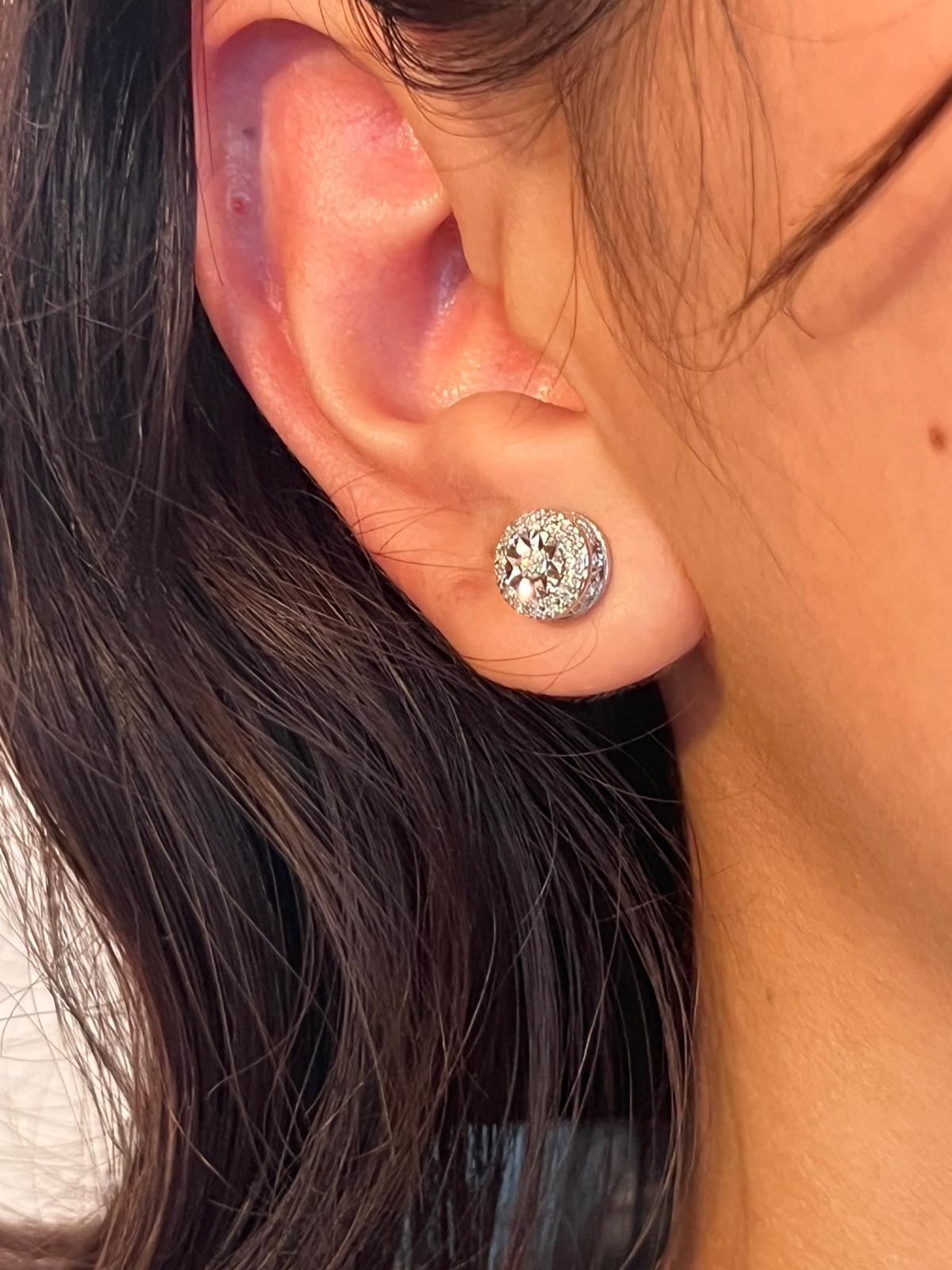 Diamonds and Silver with a Special Miracle Setting Earring