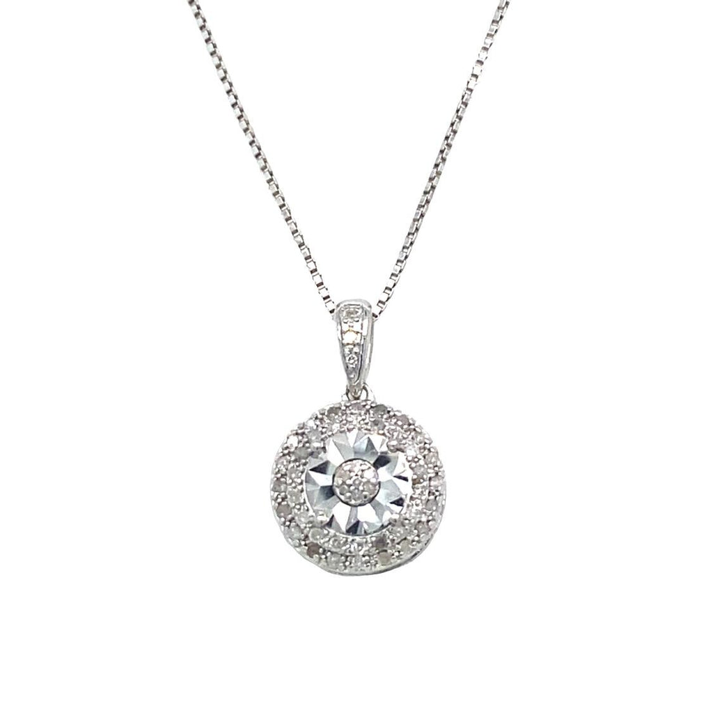 Diamonds and Silver with a Special Miracle Setting Necklace