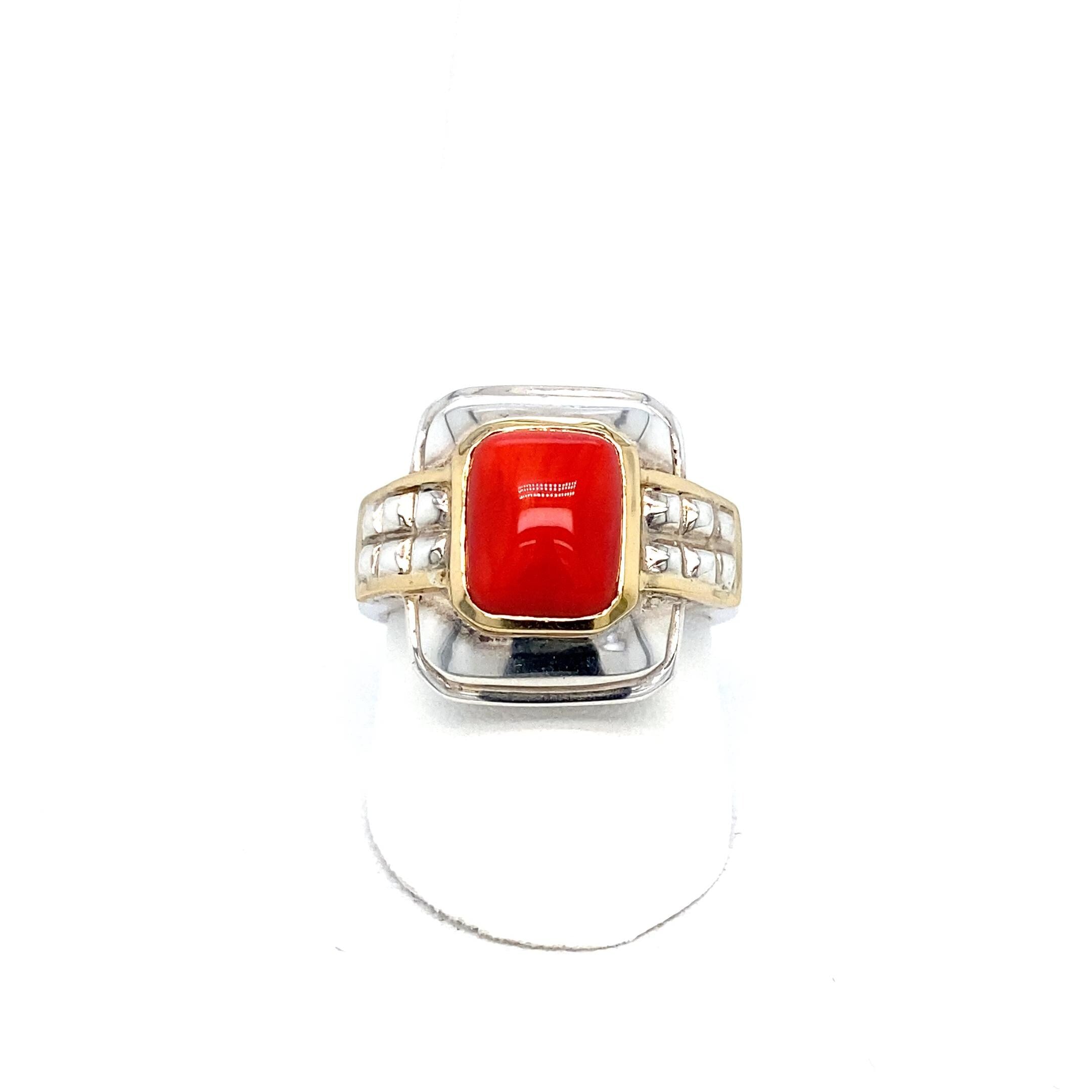 Vintage 18k Gold & Sterling Silver Gemsotne Ring