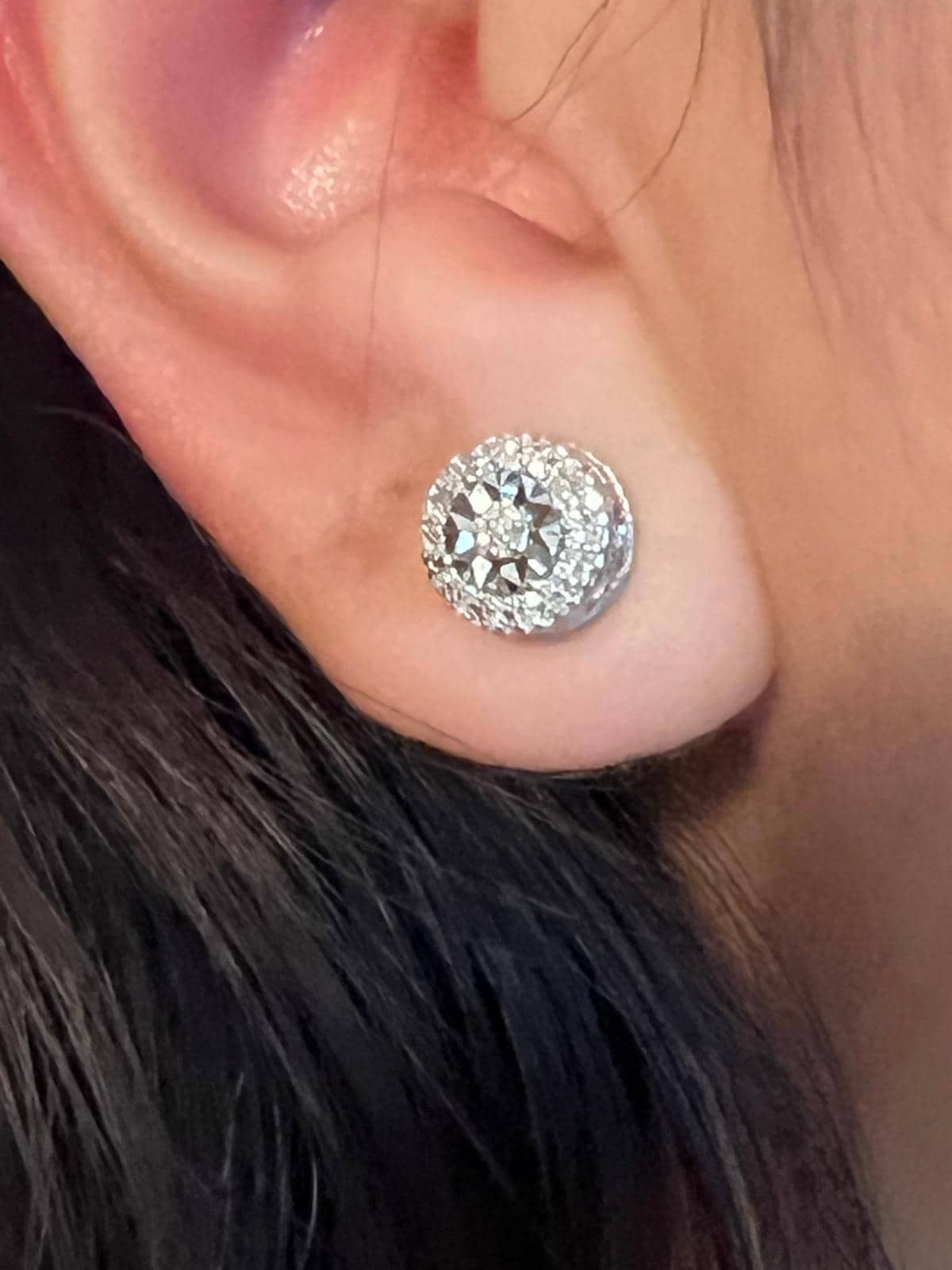 Diamonds and Silver with a Special Miracle Setting Earring