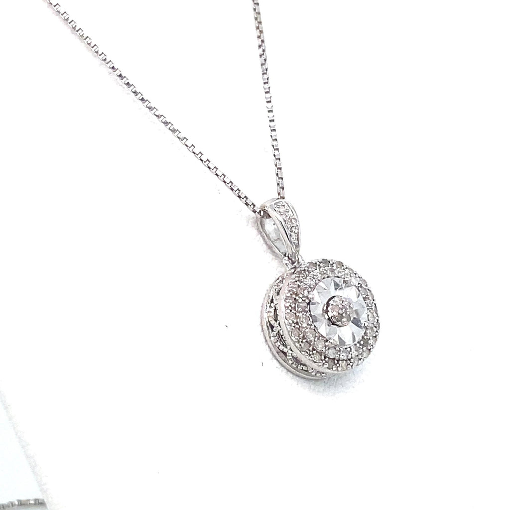 Diamonds and Silver with a Special Miracle Setting Necklace