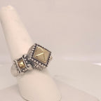 Vintage 18k Gold & Sterling Silver Geometric Ring