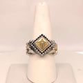 Vintage 18kt Gold & Sterling Silver Geometric Ring