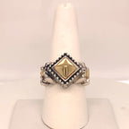 Vintage 18k Gold & Sterling Silver Geometric Ring