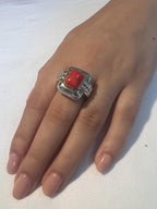 Vintage 18k Gold & Sterling Silver Gemsotne Ring