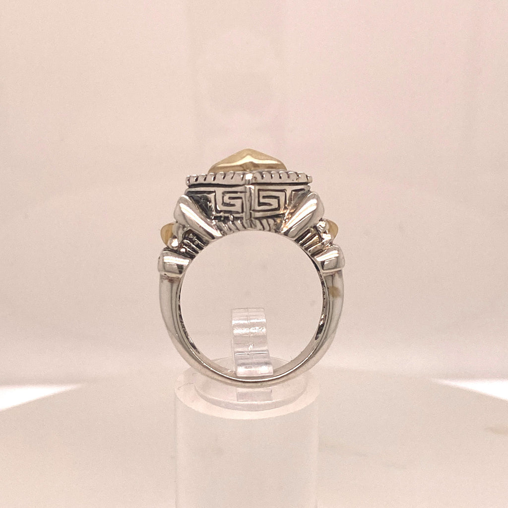 Vintage 18k Gold & Sterling Silver Geometric Ring