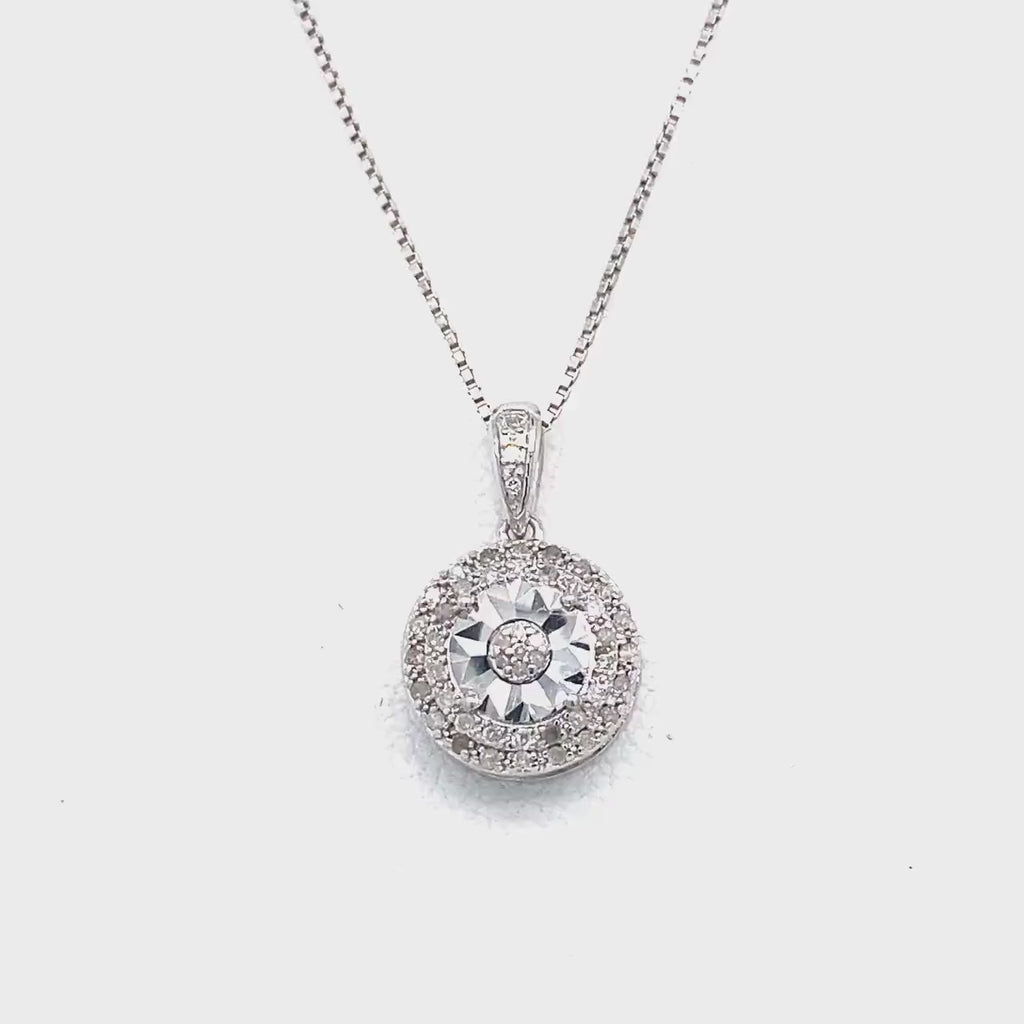 Diamonds and Silver with a Special Miracle Setting Necklace