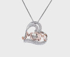 10K Rose Gold and Silver Mom Pendant with 'Rocking Diamond' Accent