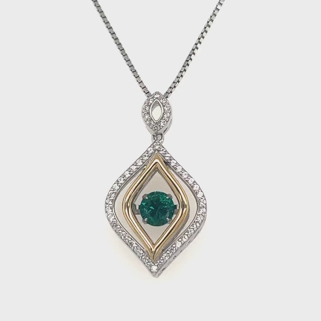 Rocking Emerald and White Sapphire Details Necklace