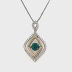 Rocking Emerald and White Sapphire Details Necklace