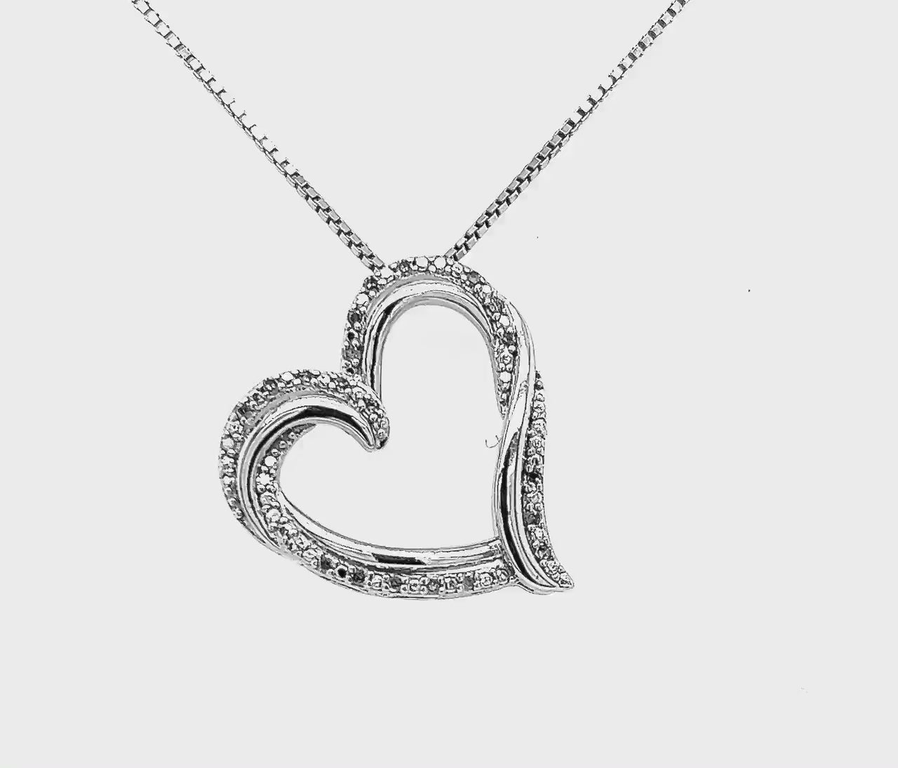 Open Heart | Sterling Silver and Diamonds Necklace