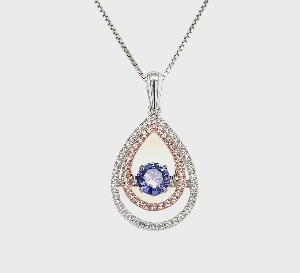 Rocking Tanzanite with White Topaz Details Tearsdrop Necklace