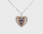 Rocking Amethys and Diamond and Sapphire Details Two-Tone Heart Necklace