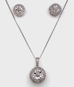 Diamonds and Silver with a Special Miracle Setting Earring and Necklace Set