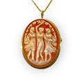 Dancing Sirens | 14kt Gold Victorian Brooch Pendant