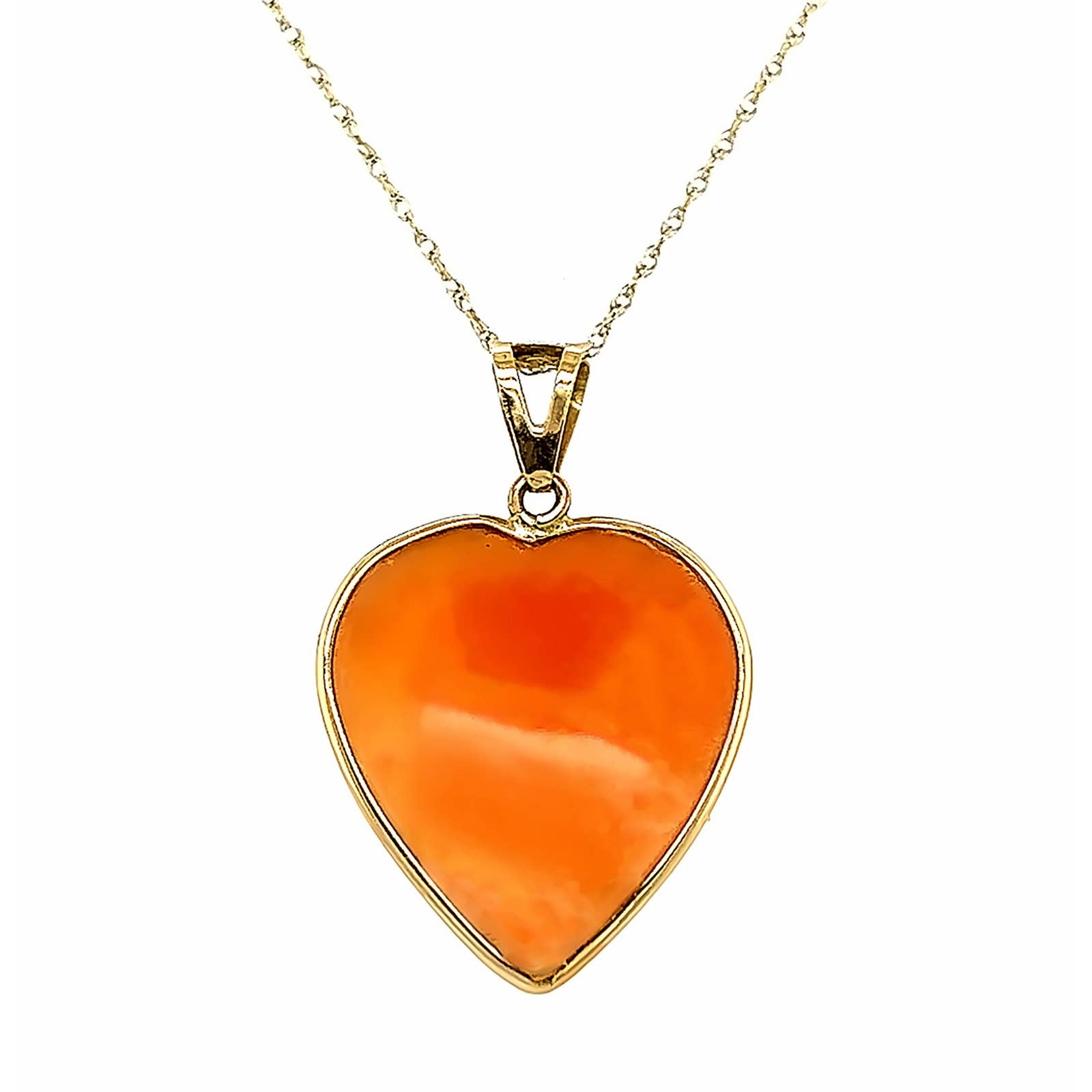 14K Gold Shell Heart Shape Victorian Lady Cameo Pendant