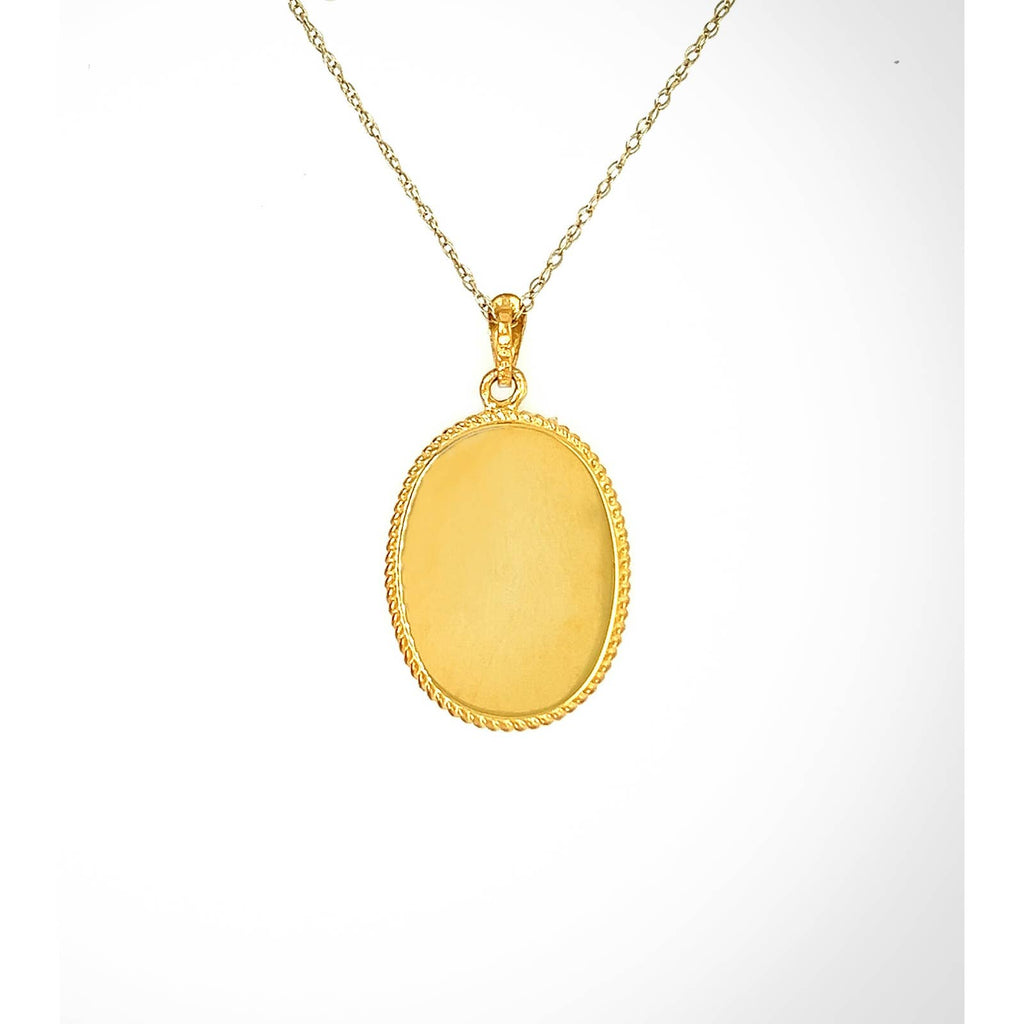 Diamond Accent 18K Gold Plated "Angel Holding Baby" Blue Agate Cameo Pendant