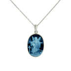 Silver and Blue Agate "Watch My Child Grow" Cameo Pendant