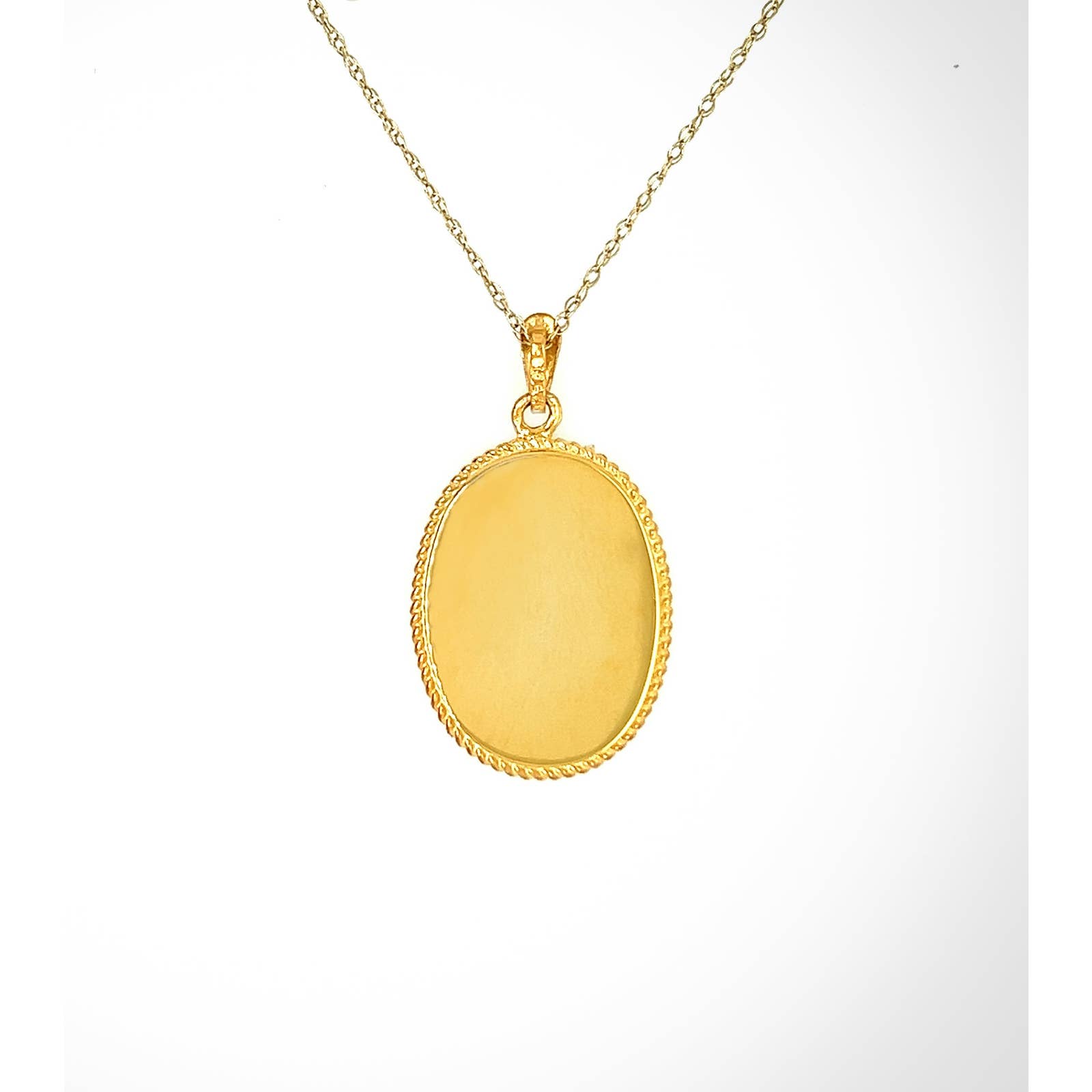 18K Gold Plated Silver "Mother Mary and Baby" Blue Agate Cameo Pendant
