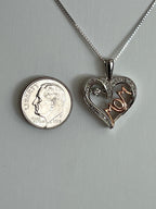10K Rose Gold and Silver Mom Pendant with 'Rocking Diamond' Accent