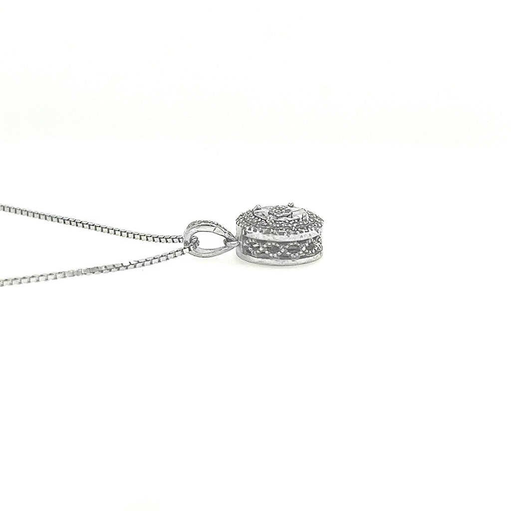 925 Sterling Silver 1/20 TWC Diamond Earring and Necklace Set with a Special Miracle Setting