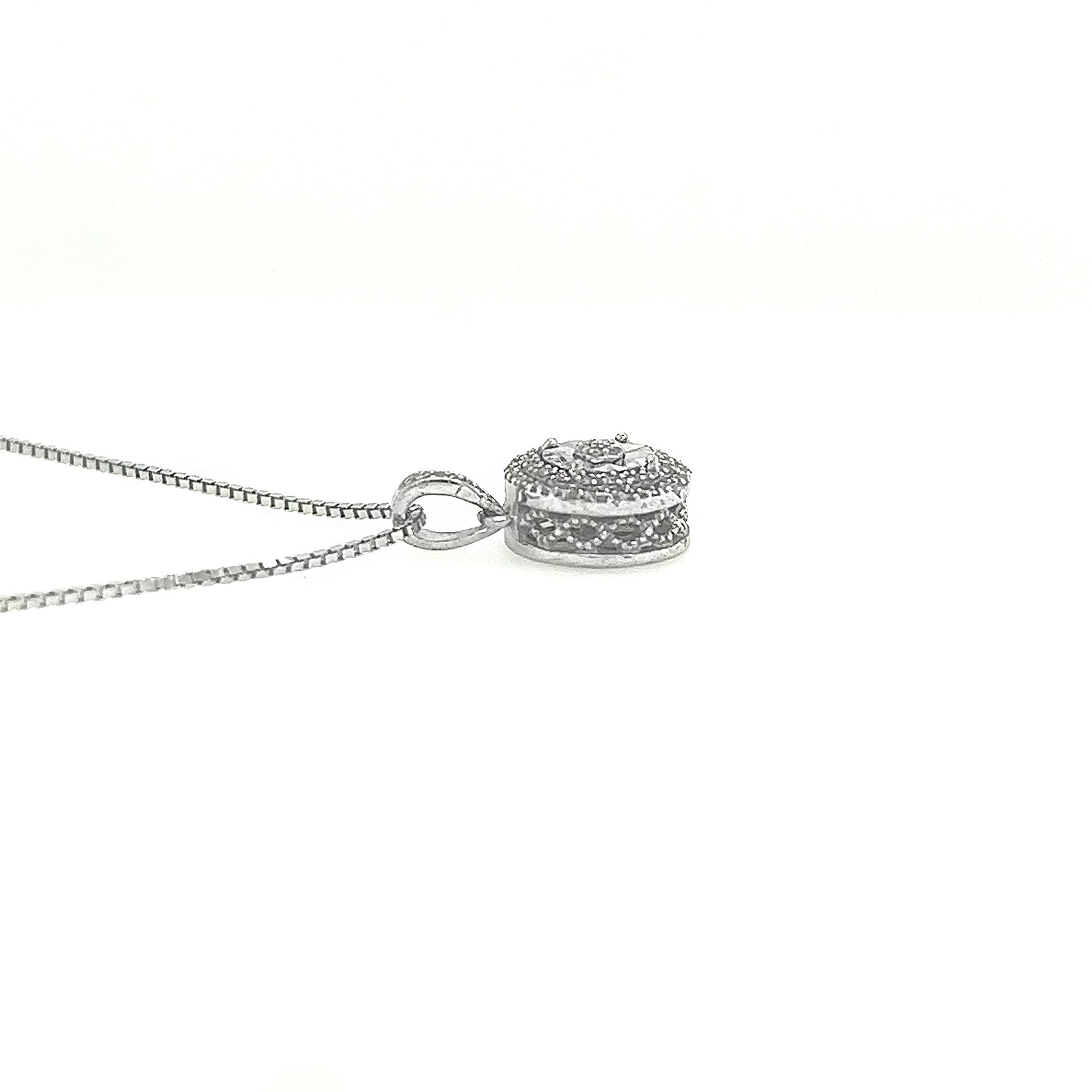 925 Sterling Silver 1/20 TWC Diamond Earring and Necklace Set with a Special Miracle Setting