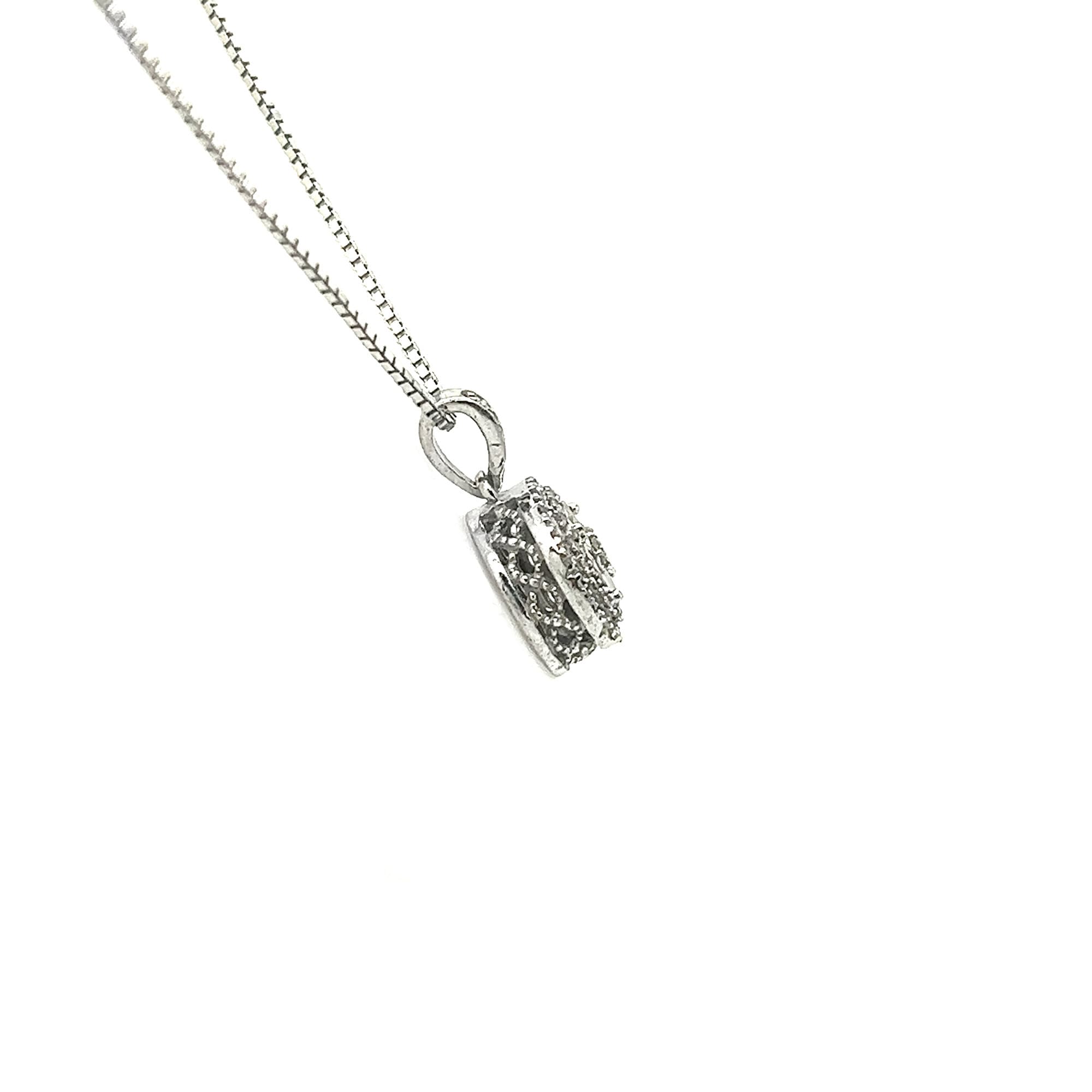 Diamonds and Silver with a Special Miracle Setting Earring and Necklace Set