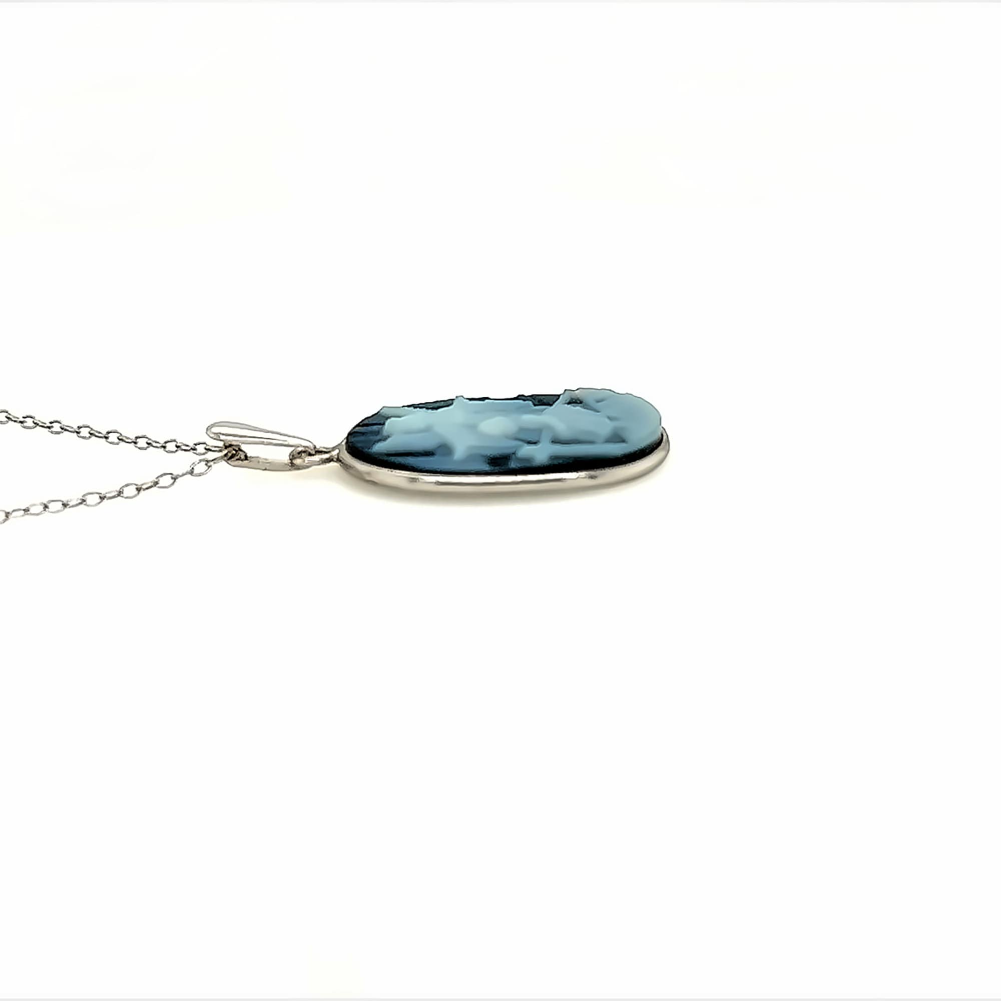 Silver and Blue Agate "Watch My Child Grow" Cameo
