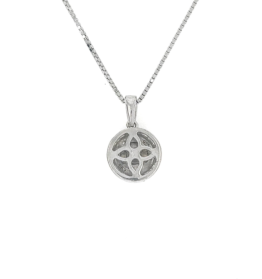 Diamonds and Silver with a Special Miracle Setting Earring and Necklace Set