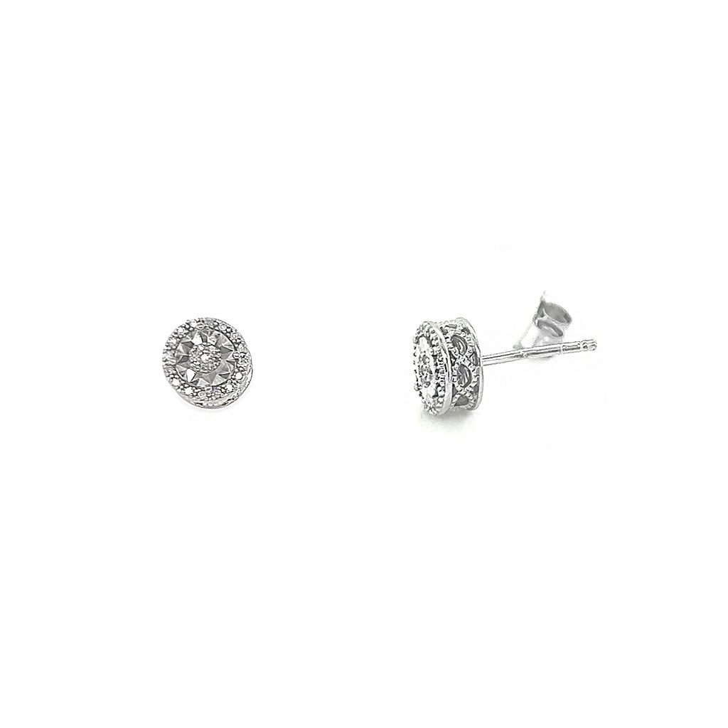 Diamonds and Silver with a Special Miracle Setting Earring