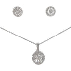 Diamonds and Silver with a Special Miracle Setting Earring and Necklace Set