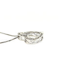 925 Sterling Silver With Black Diamonds Open Heart Pendant
