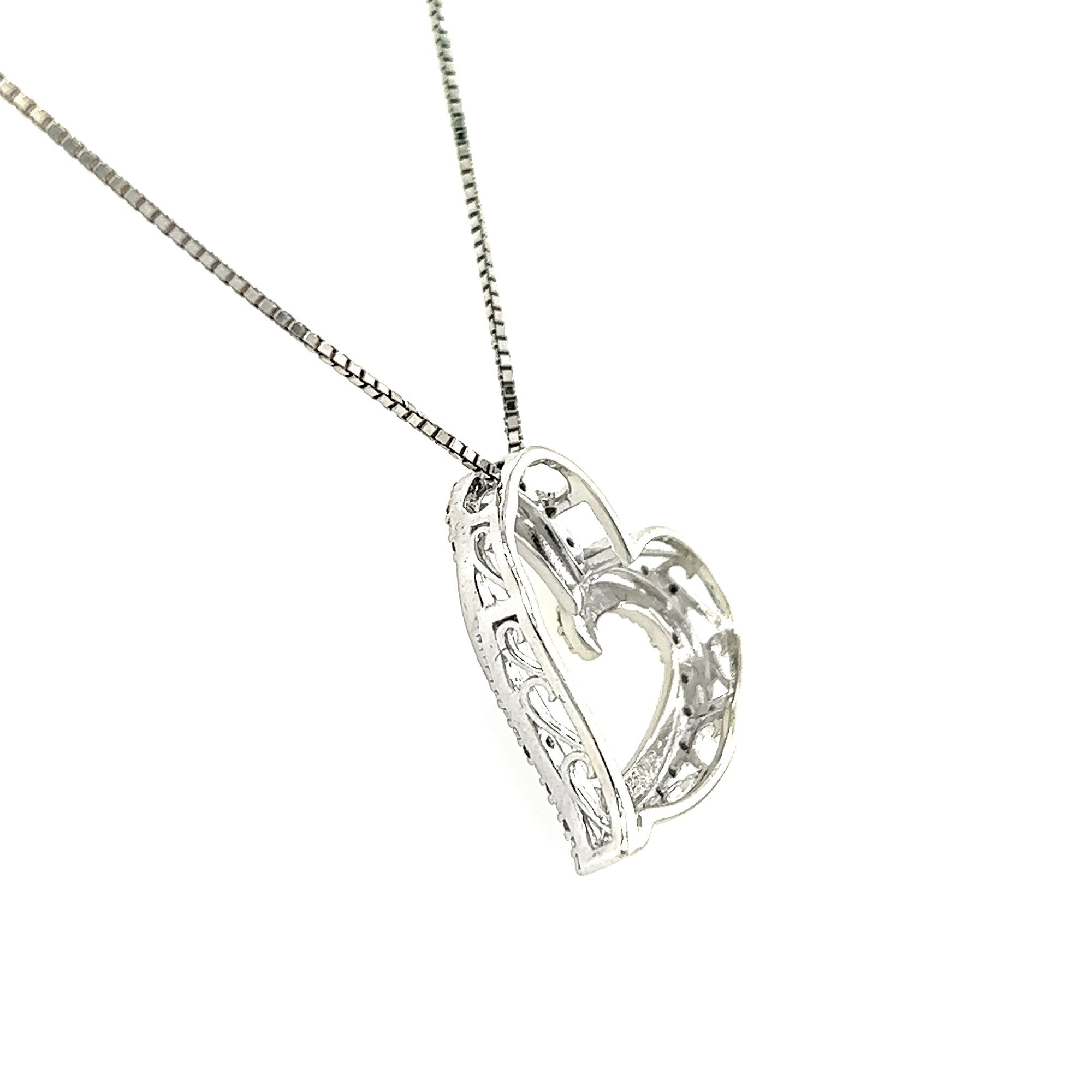 Open Heart | Sterling Silver and Diamonds Necklace