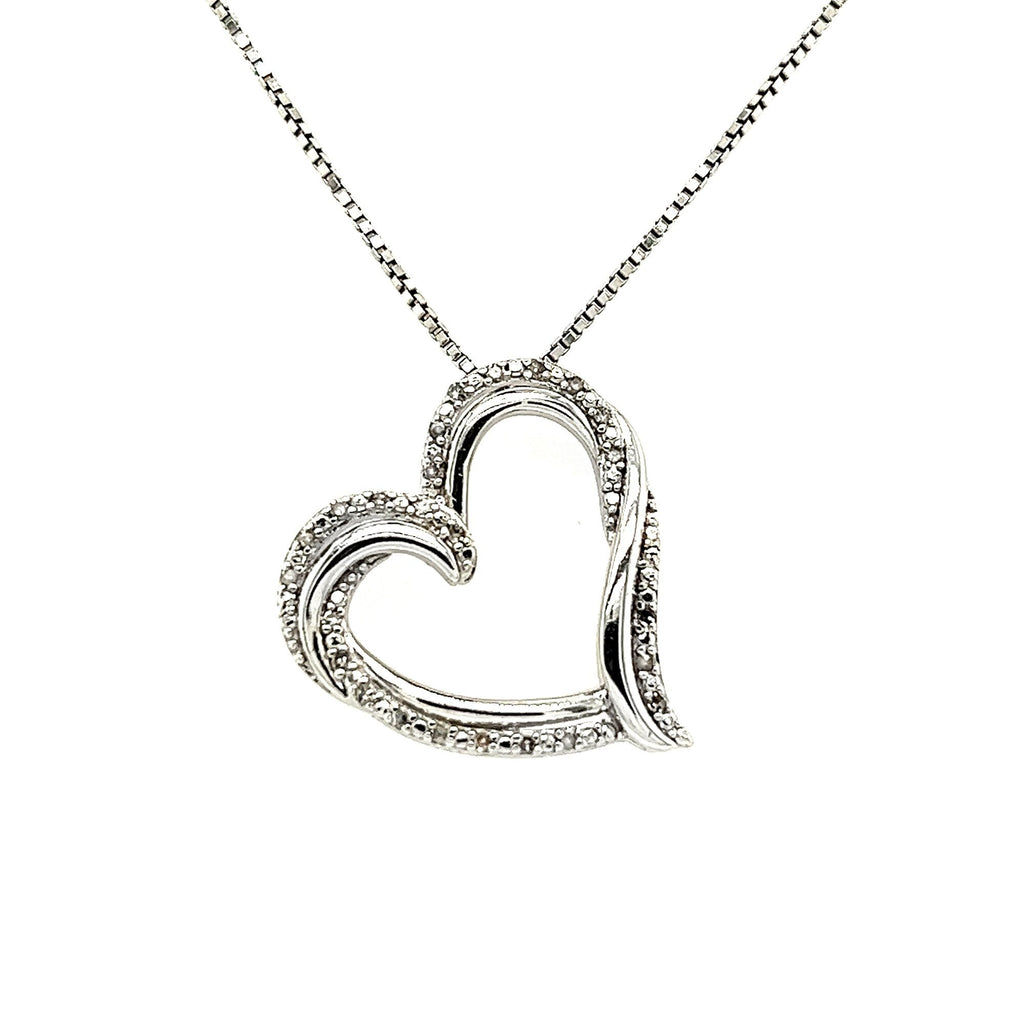 Open Heart | Sterling Silver and Diamonds Necklace