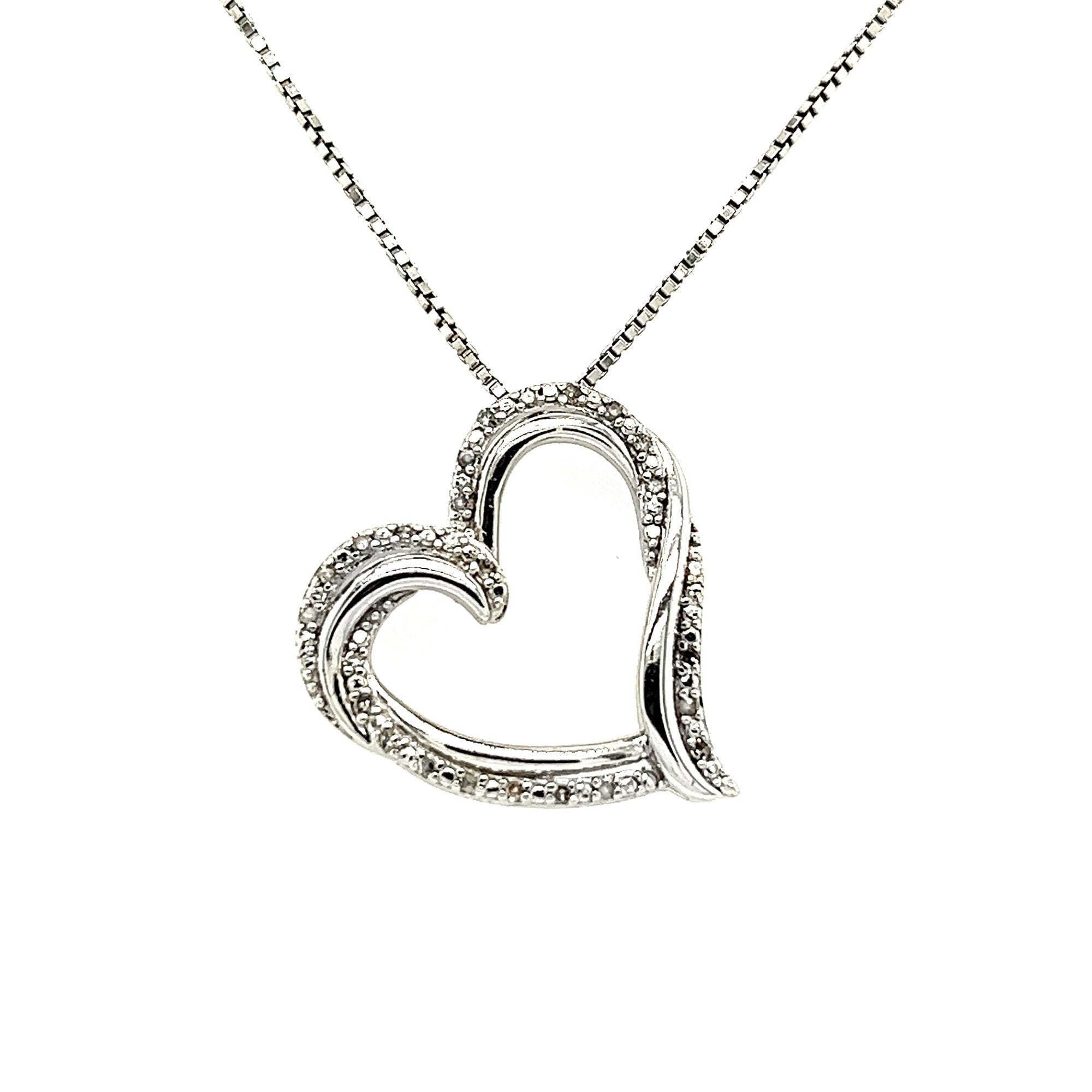 Open Heart | Sterling Silver and Diamonds Necklace