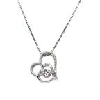 Rocking Amethyst  with White Sapphire Details, Double Heart Necklace