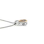 Rocking Amethyst  with White Sapphire Details, Double Heart Necklace