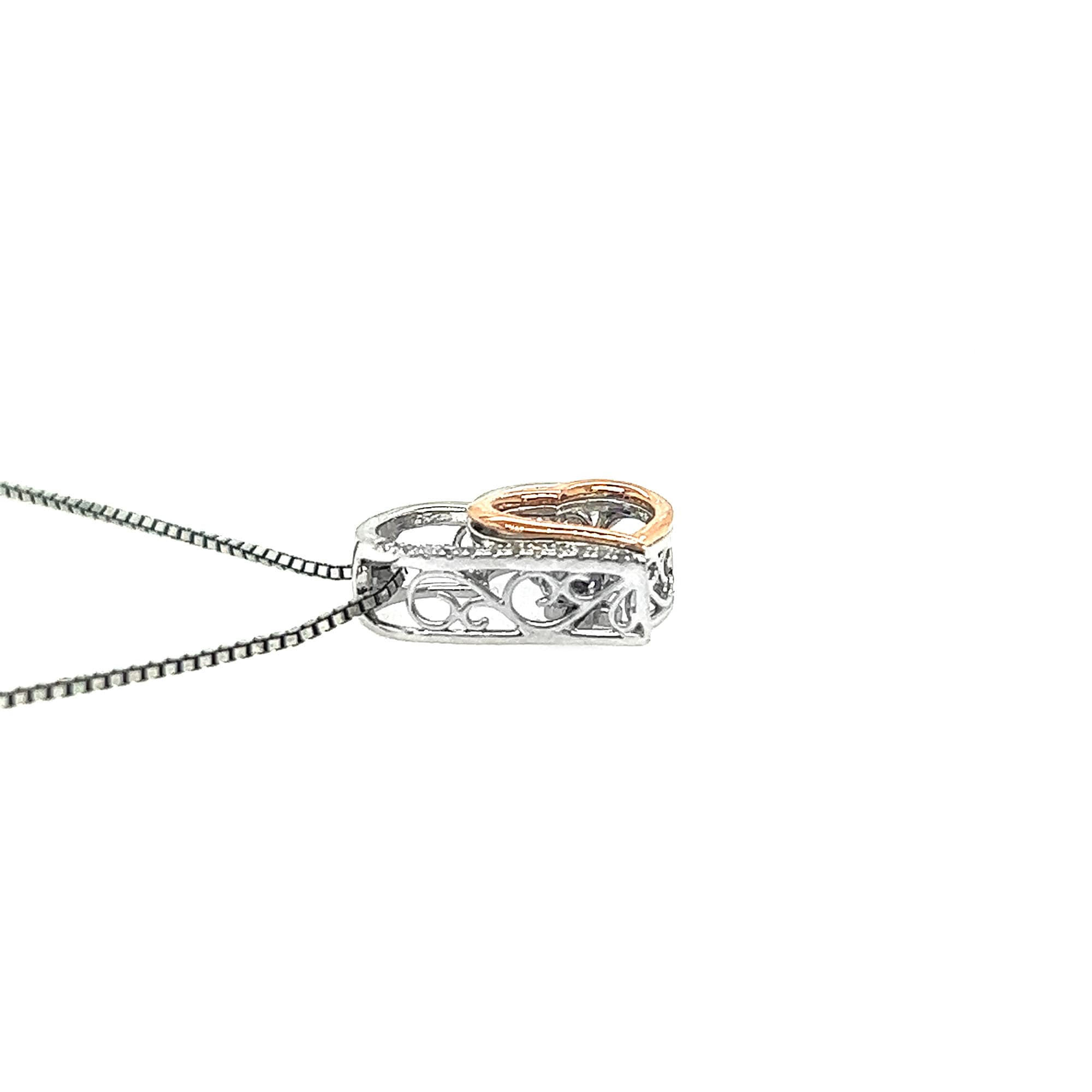 Rocking Amethyst  with White Sapphire Details, Double Heart Necklace