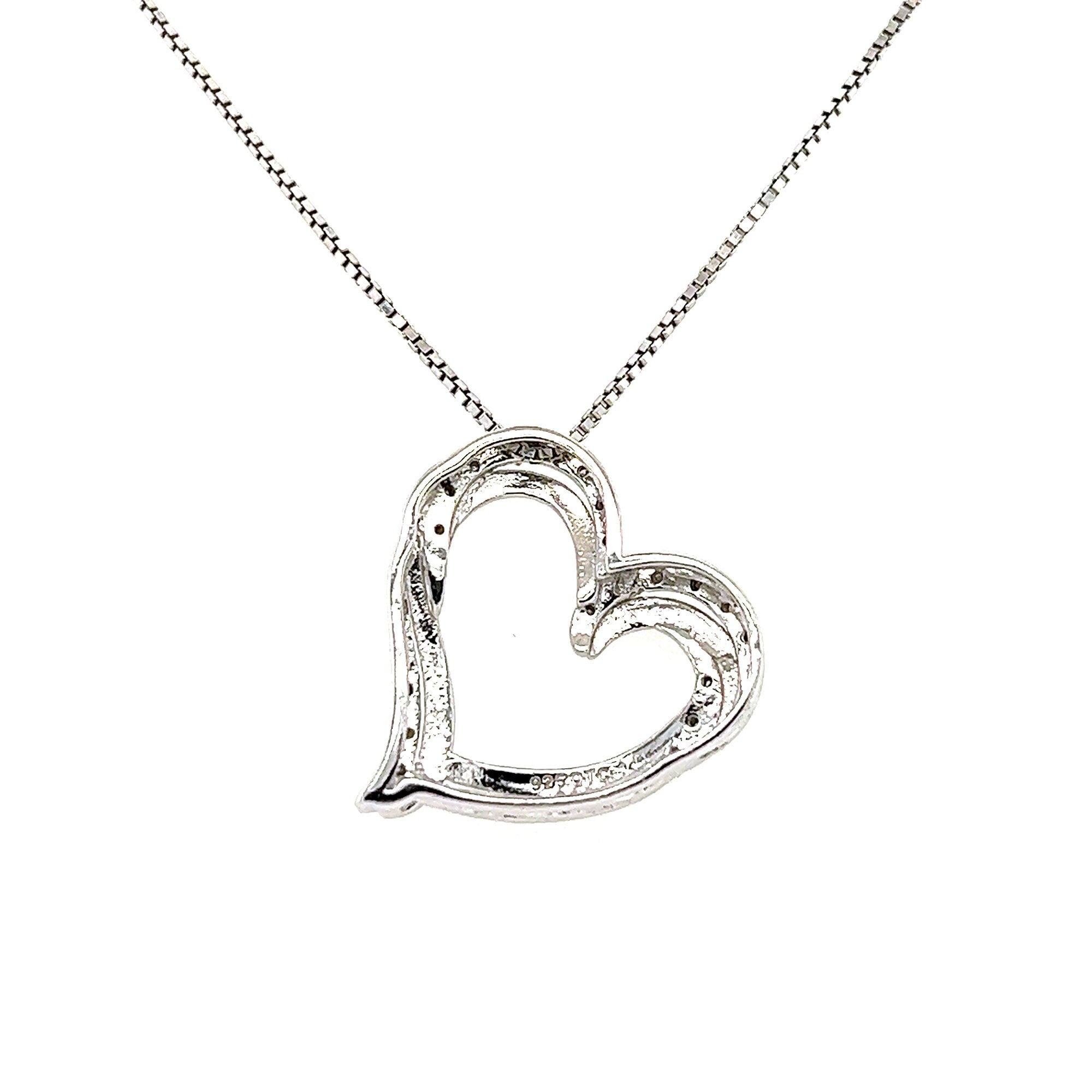 Open Heart | Sterling Silver and Diamonds Necklace