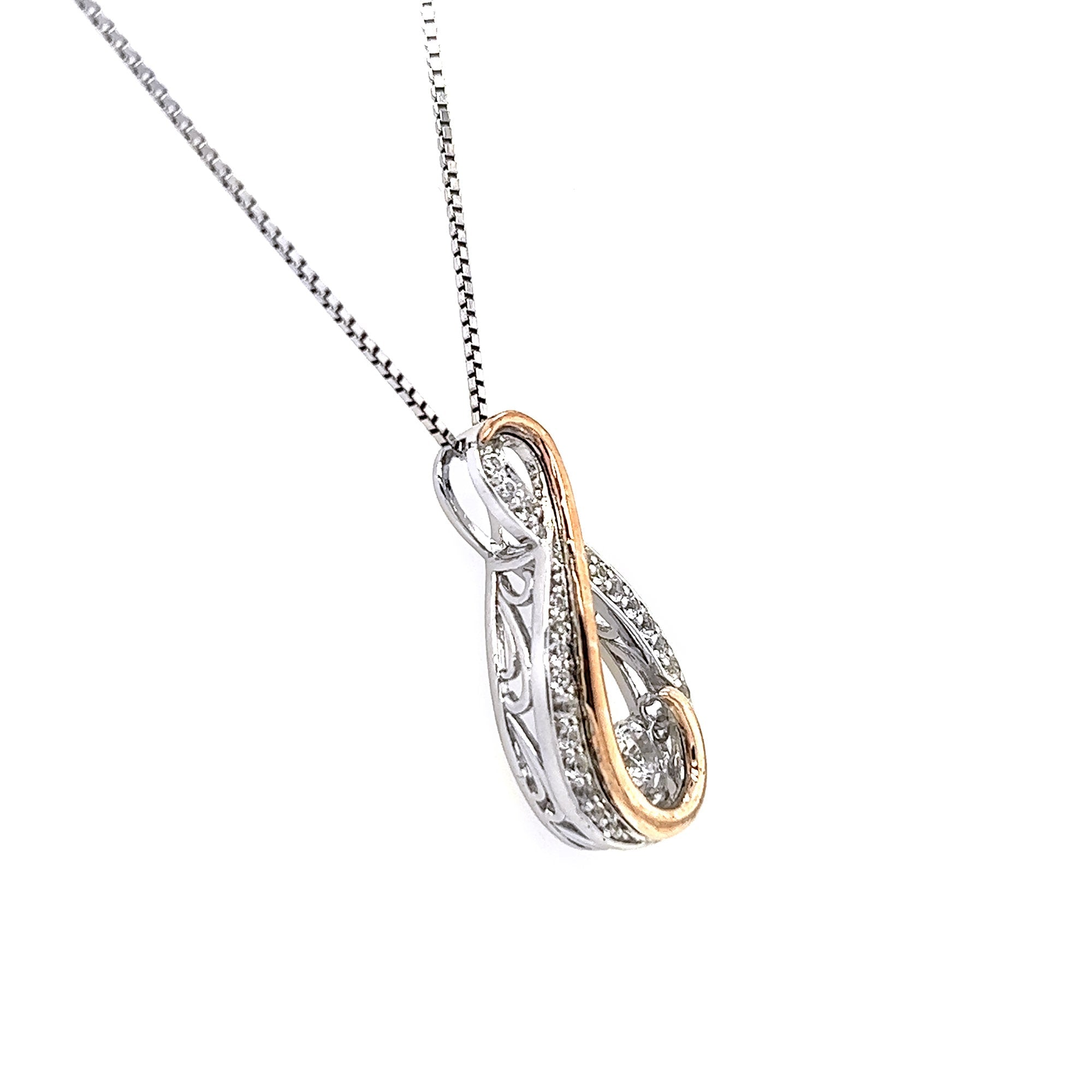 Gold and Silver 'Rocking White Sapphire' Infinity Pendant