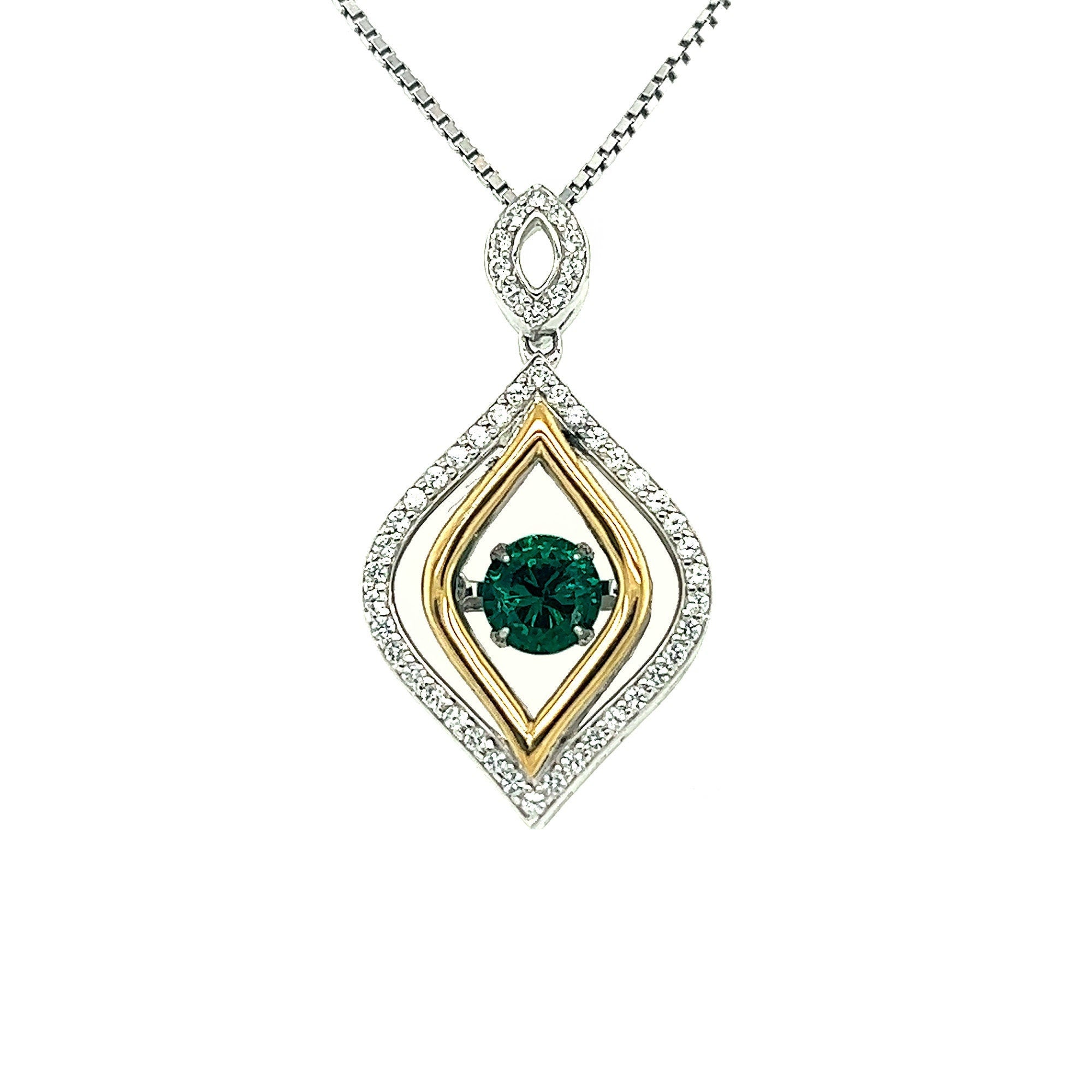 'Rocking Emerald' And White Sapphire Pendant Necklace