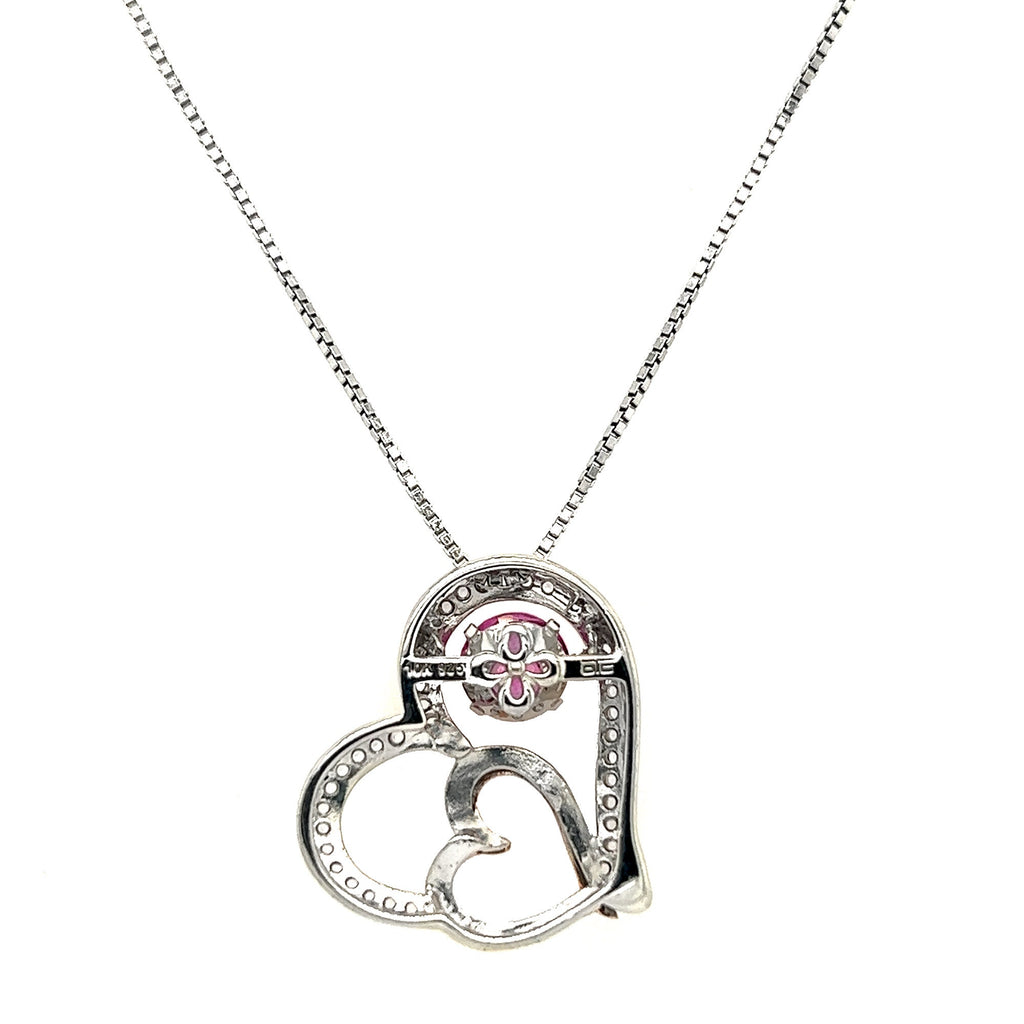 'Rocking Pink Sapphire' and White Sapphire Double-Heart Pendant