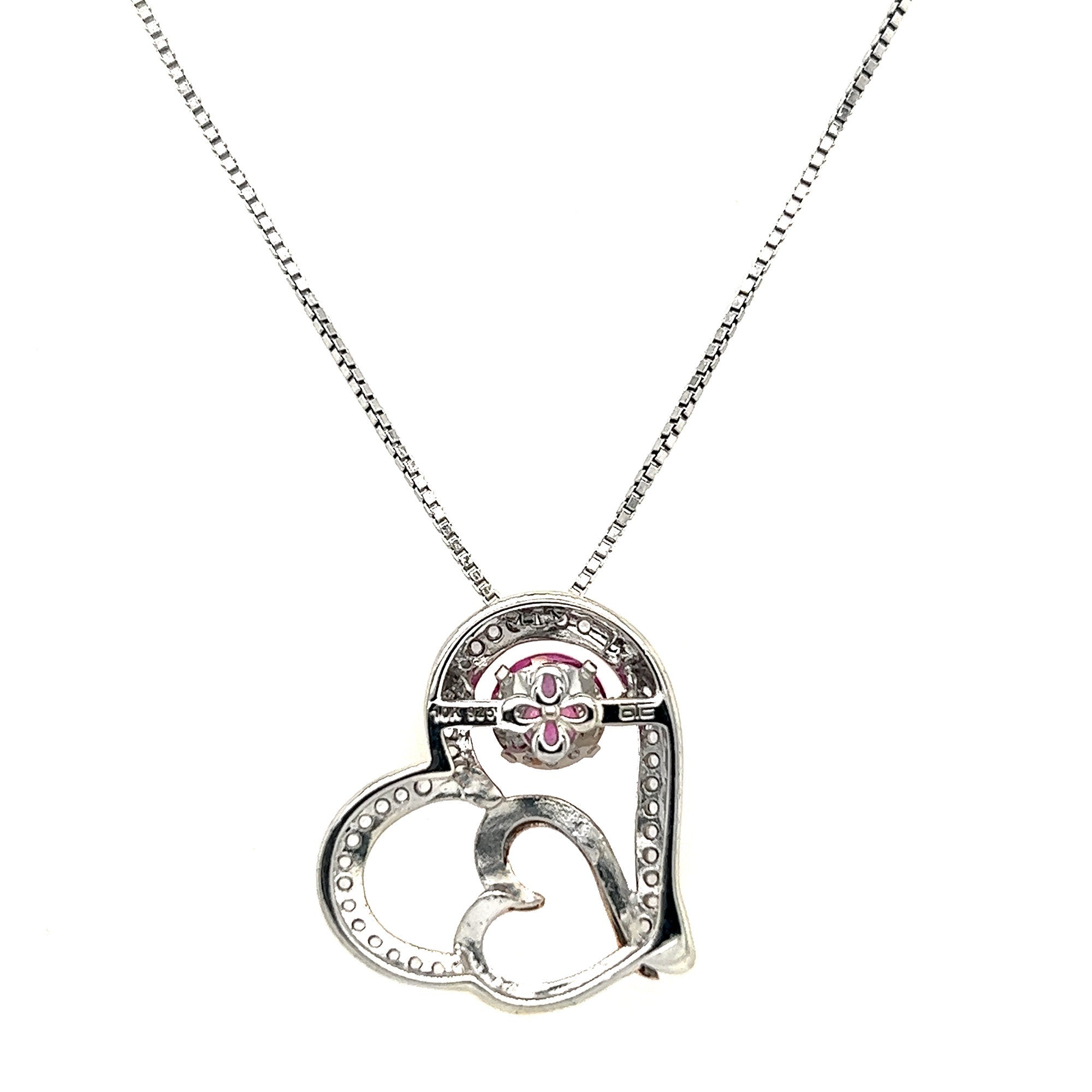 'Rocking Pink Sapphire' and White Sapphire Double-Heart Pendant